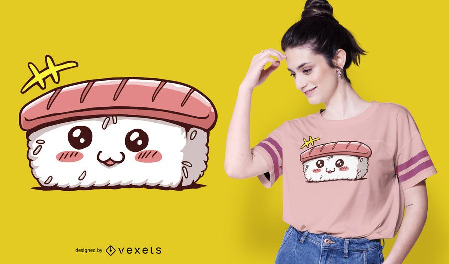 Design de t-shirt de sushi kawaii Design de t-shirt de sushi kawaii