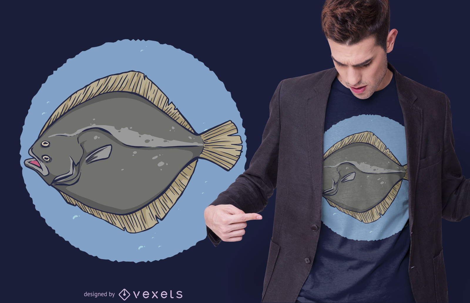 Design de camisetas de peixes de solha