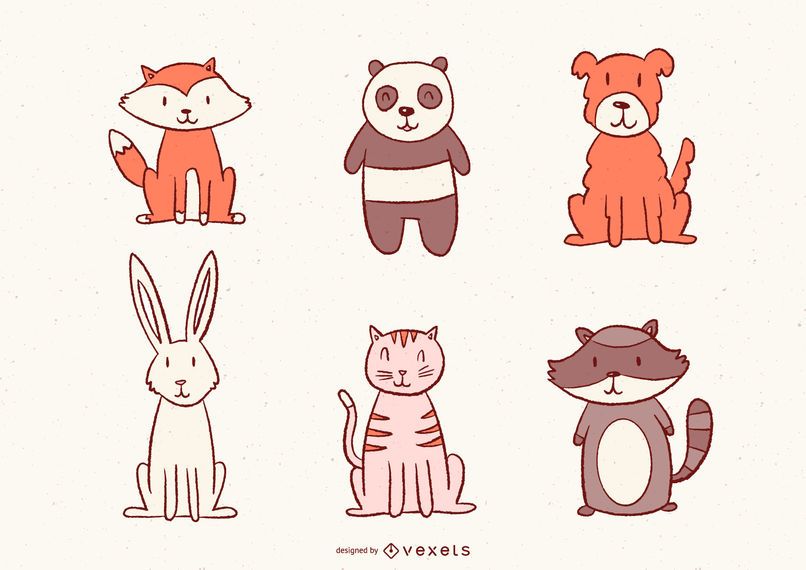 Cute Illustrated Animals Set Cute Illustrated Animals Set
