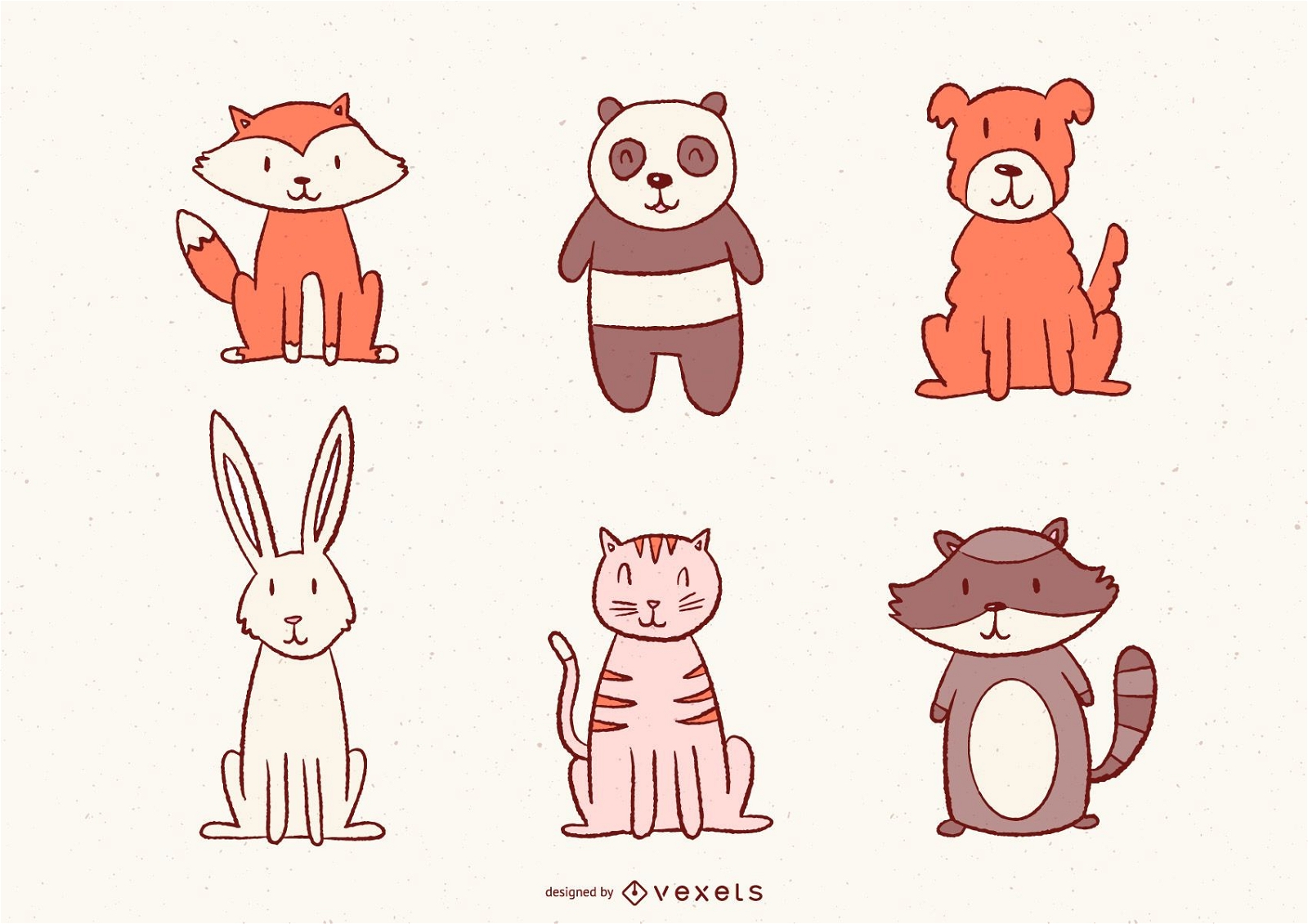 Conjunto de animais ilustrados fofos