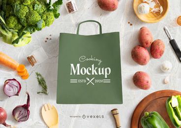 Download Bag Vegetables Mockup Composition - PSD Mockup Download