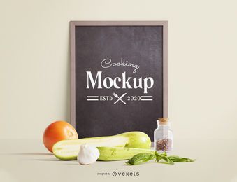 Blackboard vegetables mockup