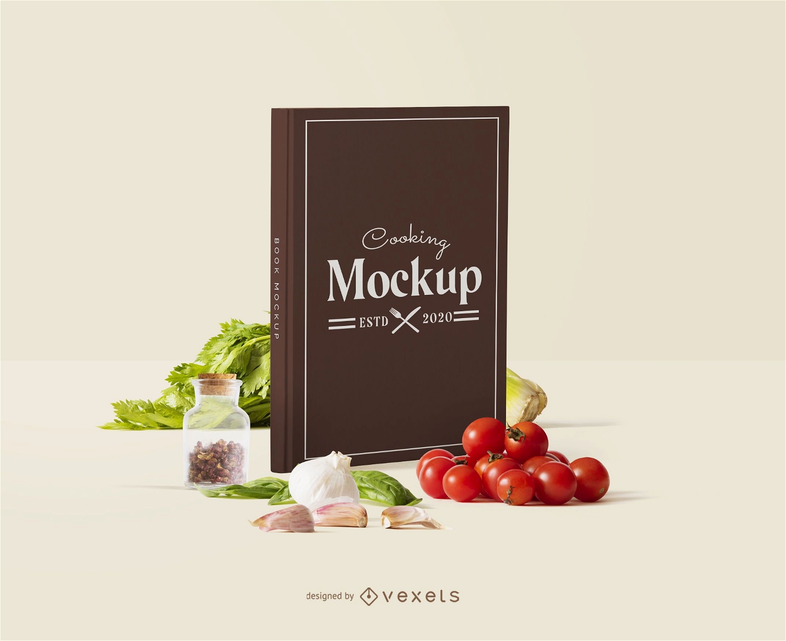 Book cover cooking mockup composition