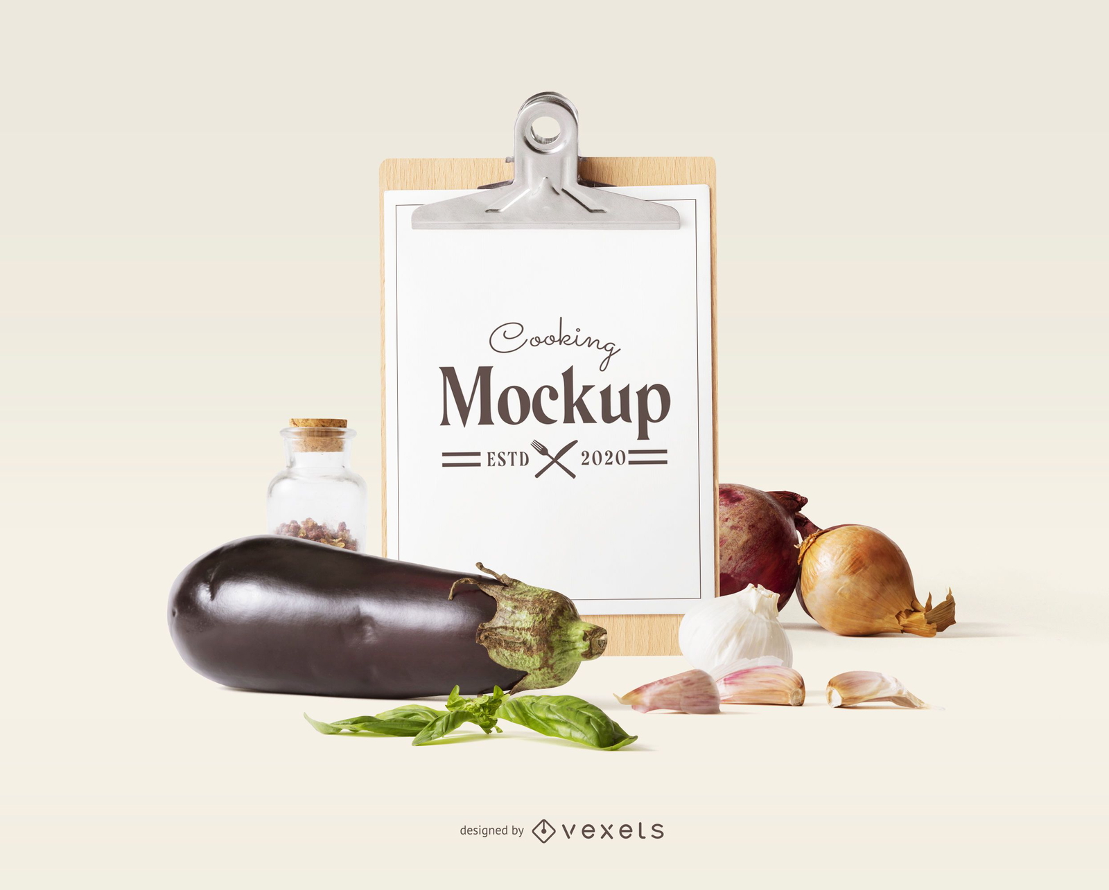 Clipboard veggies mockup composition