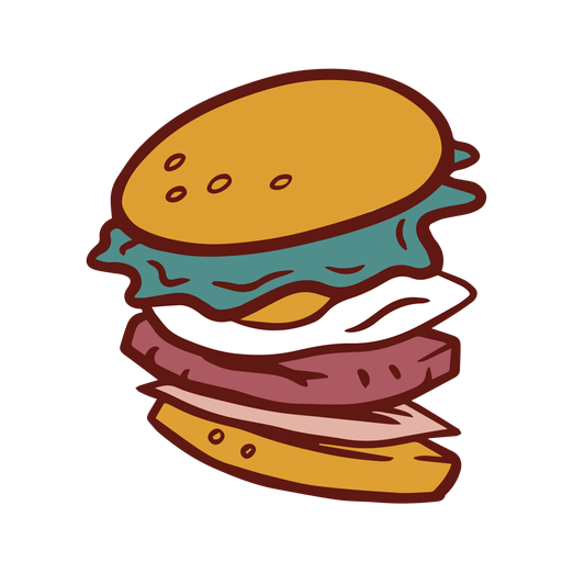 Ilustração colorida de hambúrguer de hambúrguer