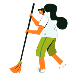 Ilustración de escoba de personaje de limpieza Diseño PNG