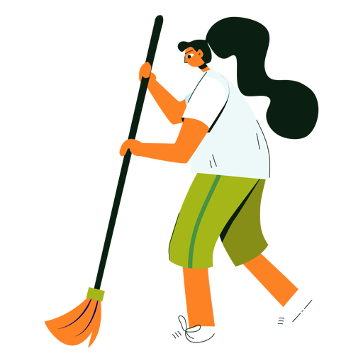 Cleaning character broom illustration - Transparent PNG & SVG vector file