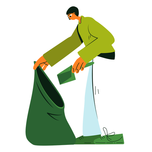 Ilustraci?n de bolsa de basura de personaje de limpieza Diseño PNG