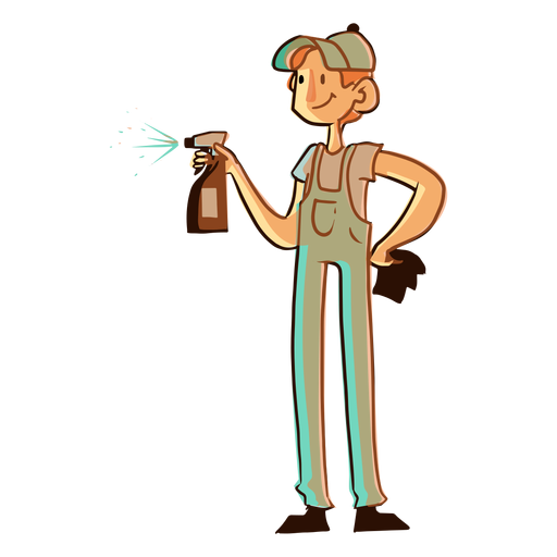 Cleaning spray worker illustration