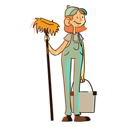 Reinigung Arbeiter Mopp Eimer Illustration PNG-Design