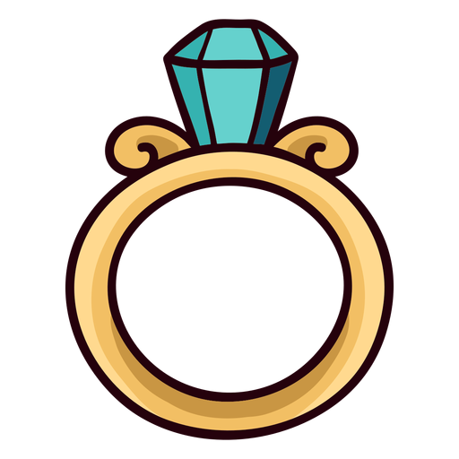 Trazo de icono colorido anillo de diamante