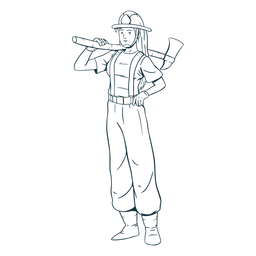 Machado de bombeiro feminino handdrawn Desenho PNG