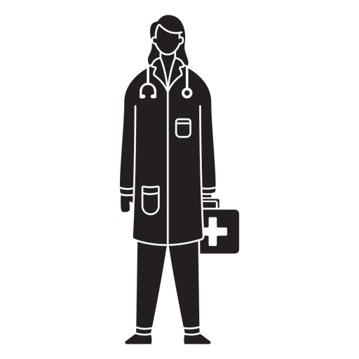 Female first responder medic flat silhouette PNG Design