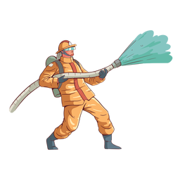 Bunte Illustration der Feuerwehrmannaktion PNG-Design