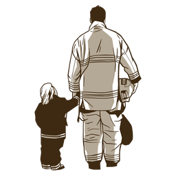 Ilustración de bombero y niño Diseño PNG
