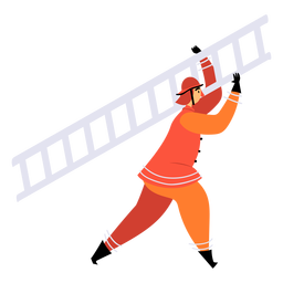 Feuerwehrmann trägt Leiter flach PNG-Design