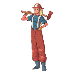 Ilustración colorida mujer bombero Diseño PNG