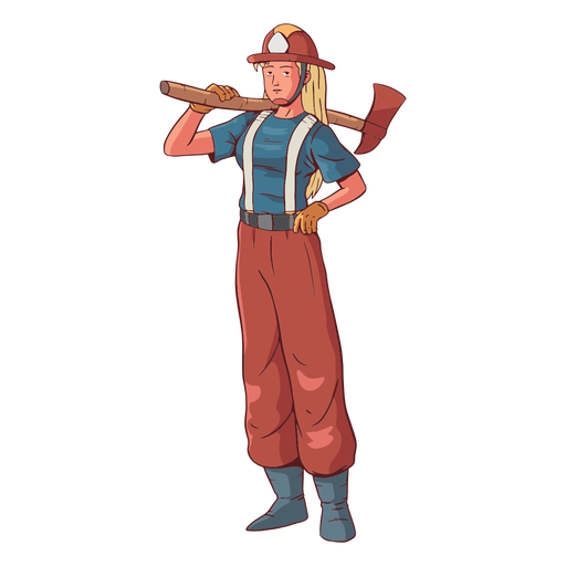 Bunte Illustration der weiblichen Feuerwehrmann PNG-Design