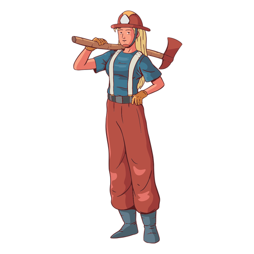 Ilustraci?n colorida mujer bombero Diseño PNG