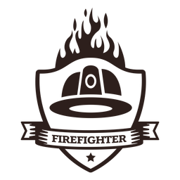 Firefighter helmet flame badge PNG Design