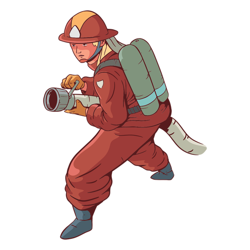 Firefighter hose colorful illustration PNG Design