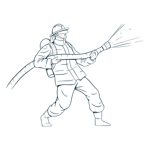 Firefighter in action handdrawn PNG Design