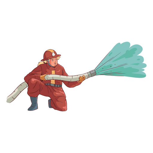 Download Firefighter kneeling colorful illustration - Transparent ...