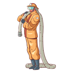 Bombero de pie colorida ilustración Diseño PNG