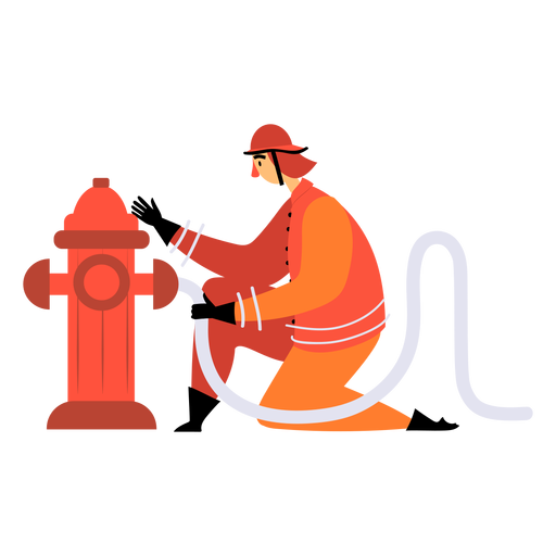 Feuerwehrmann Wasser Hydrant flach PNG-Design