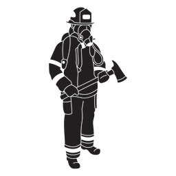 Flache Silhouette der Feuerwehraxtmaske PNG-Design