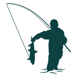 Fisherman Catch Fish Rod Silhouette PNG & SVG Design For T-Shirts
