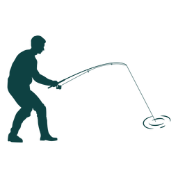 Silhueta de pescador pegando peixe Desenho PNG