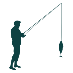Fisherman rod fish catch silhouette PNG Design