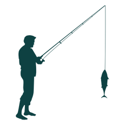 Silhueta de pesca de vara de pescador Desenho PNG