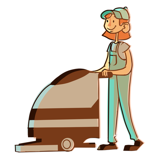Floor cleaning machine worker illustration
