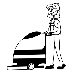 Trazo de trabajador de la máquina de limpieza de pisos Diseño PNG