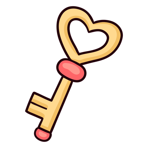 Heart shaped key icon stroke PNG Design