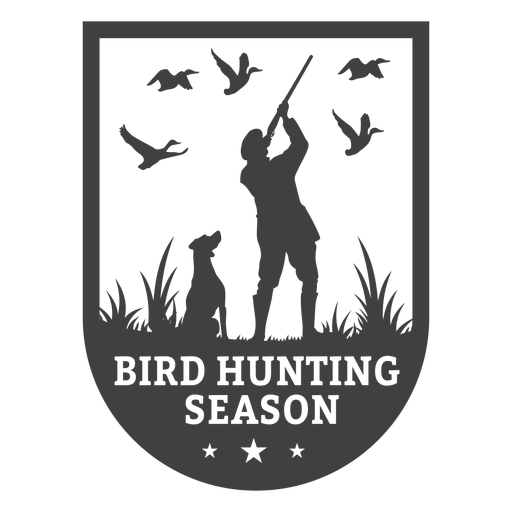 Emblema de pássaros na temporada de caça Desenho PNG