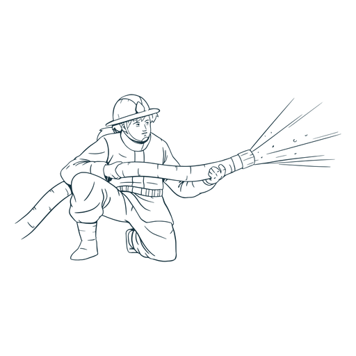 Download Kneeling female firefighter handdrawn - Transparent PNG ...