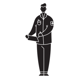Médico de primer respondedor masculino silueta plana Diseño PNG