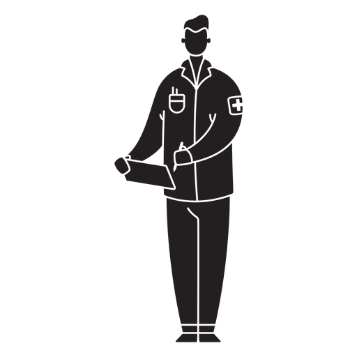 Male first responder medic flat silhouette PNG Design