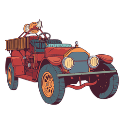 Old fire engine colorful illustration PNG Design