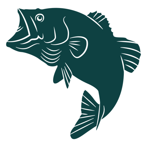 Open mouth fish silhouette PNG Design