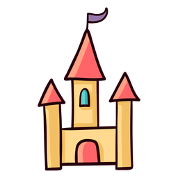 Traço colorido do ícone do castelo da princesa