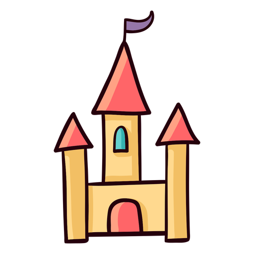 Princess castle colorful icon stroke PNG Design