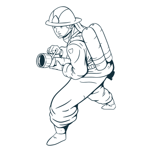 Ready hose firefighter handdrawn - Transparent PNG & SVG vector file