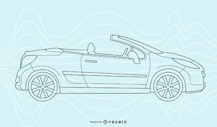 Convertible car line art Convertible car line art