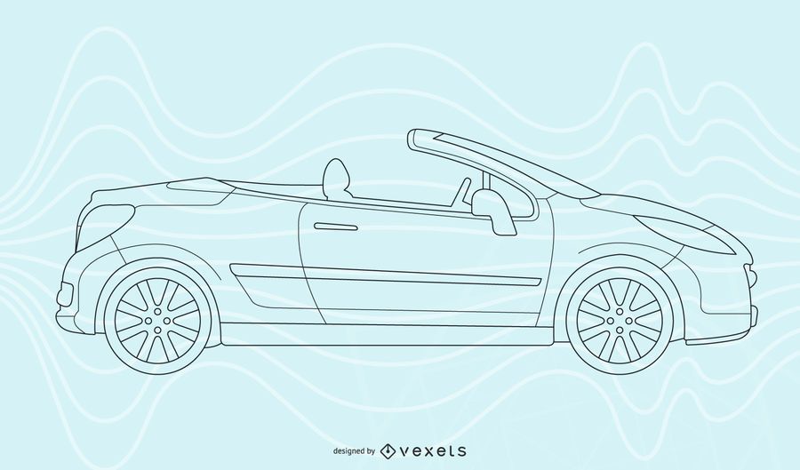 Convertible car line art Convertible car line art