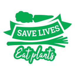Salvar vidas comer insignia de plantas Diseño PNG