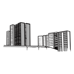 Ilustración de calle de edificios de rascacielos Diseño PNG